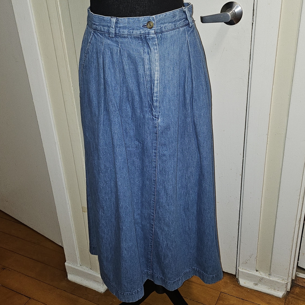 Vintage Talbots Blue Maxi A-Line Skirt with Pleats